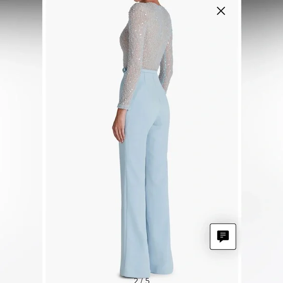 NADINE MERABI Sky Blue Embellished Jumpsuit - Picture 2 of 9